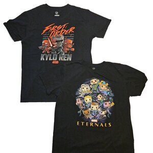 Funko Pop T Shirt Lot Star Wars Kylo Ren Marvel Eternals Mens L Black Cotton Tee